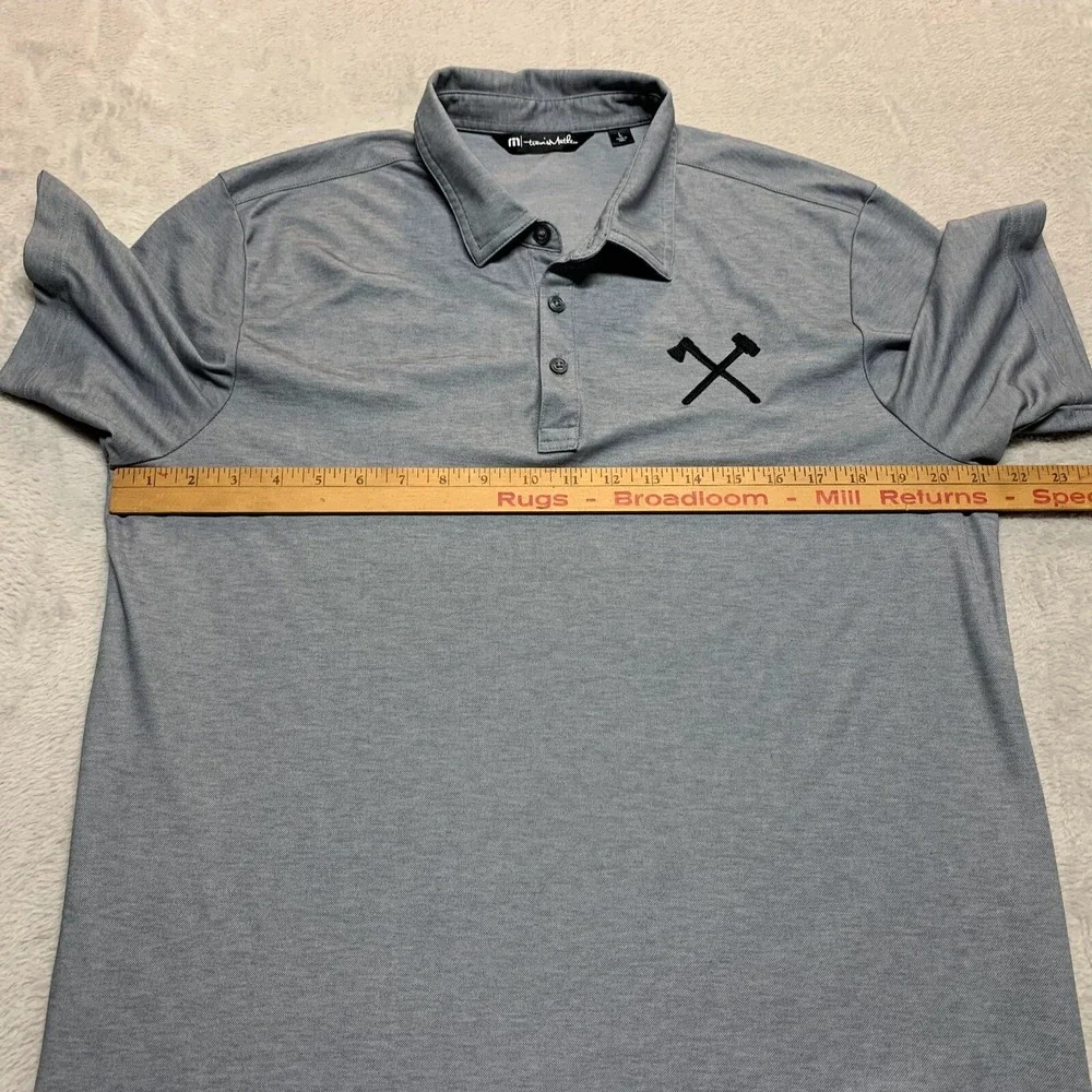 Travis Mathew Polo Shirt Mens L Gray Short‎ Sleeve Lumberjack Axe Man